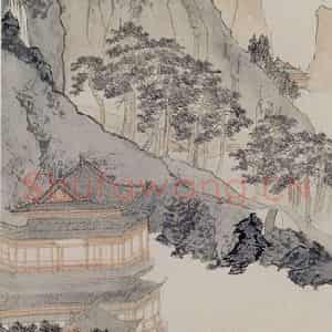 溥心畲《秋山晚晴》国画山水作品图片鉴赏