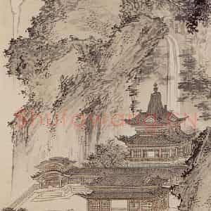 溥心畲《朝云蔽松图》国画山水作品图片鉴赏