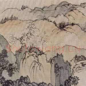 溥心畲《仿燕文贵山水手卷》国画综合作品图片鉴赏