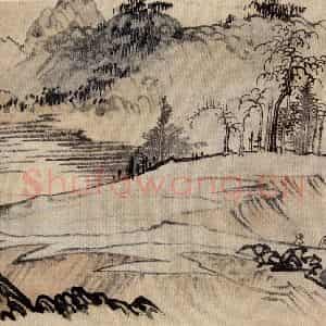 溥心畲《仿燕文贵山水手卷》国画综合作品图片鉴赏