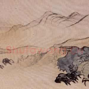 溥心畲《仿燕文贵山水手卷》国画综合作品图片鉴赏