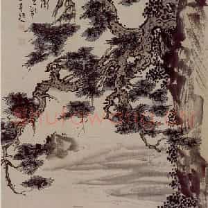 溥心畲《鸟闲松偃》国画综合作品图片鉴赏