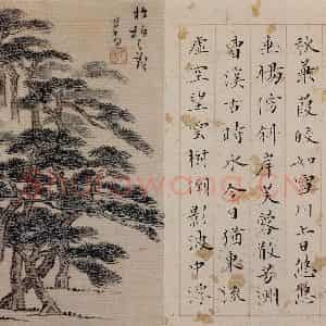 溥心畲《书画册页》国画花鸟作品图片鉴赏