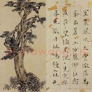溥心畲《书画册页》国画花鸟作品图片鉴赏