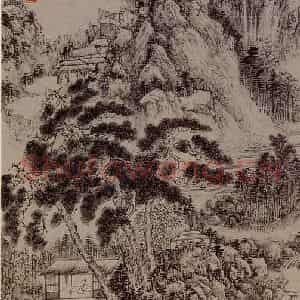 溥心畲《青山白云轴》国画山水作品图片鉴赏