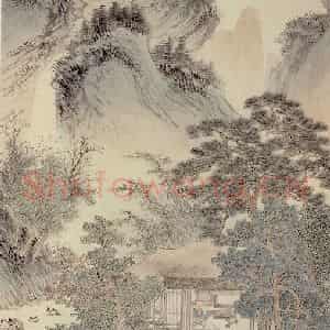 溥心畲《松峦高逸》国画综合作品图片鉴赏