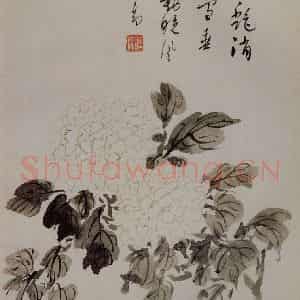 溥心畲《晚风素艳》国画花鸟作品图片鉴赏