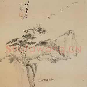 溥心畲《仙峤雪禽》国画山水作品图片鉴赏