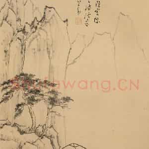 溥心畲《树色山光》国画山水作品图片鉴赏