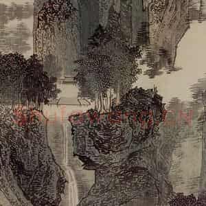1936年 溥心畲《烟峦结夏轴》国画山水作品图片鉴赏