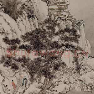 1941年 溥心畲《雪阁栖鹤》国画综合作品图片鉴赏