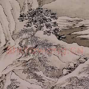溥心畲《雪山行旅图》国画山水作品图片鉴赏