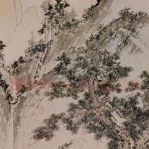溥心畲《松荫读书图》国画山水作品图片鉴赏