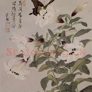 溥心畲《薰风醉舞》国画花鸟作品图片鉴赏