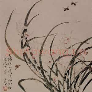 溥心畲《九畹幽香》国画花鸟作品图片鉴赏