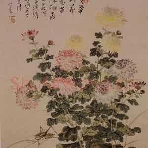 溥心畲《黄华秋节》国画花鸟作品图片鉴赏