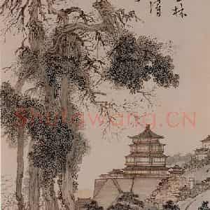 溥心畲《昆明秋色》国画山水作品图片鉴赏