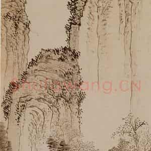 溥心畲《幽林独吟》国画山水作品图片鉴赏