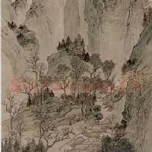 溥心畲《林皋秋寂》国画山水作品图片鉴赏