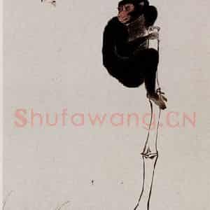 溥心畲《蜂猴图》国画山水作品图片鉴赏