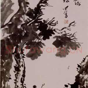 溥心畲《梧桐霞落》国画综合作品图片鉴赏