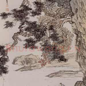 溥心畲《松下闻笛》国画综合作品图片鉴赏