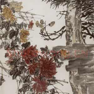民国 吴昌硕《栗里高风》国画花鸟作品图片鉴赏