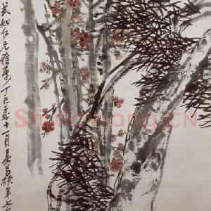 民国 吴昌硕《岁寒交》国画花鸟作品图片鉴赏
