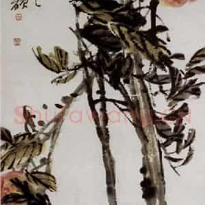 民国 吴昌硕《寿桃》国画花鸟作品图片鉴赏