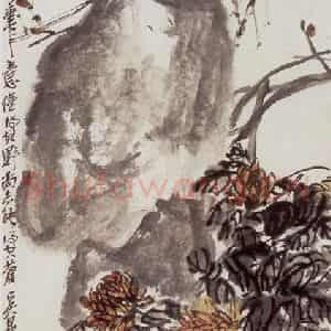 民国 吴昌硕《杞菊延年》国画花鸟作品图片鉴赏