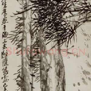 民国 吴昌硕《松》国画花鸟作品图片鉴赏