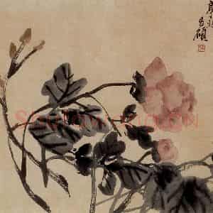 清代 吴昌硕《花卉合装图轴》国画花鸟作品图片鉴赏