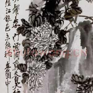 民国 吴昌硕《菊石》国画花鸟作品图片鉴赏