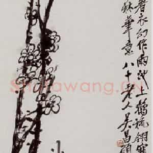 民国 吴昌硕《墨梅》国画花鸟作品图片鉴赏