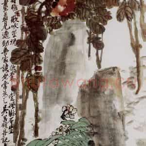 民国 吴昌硕《牡丹水仙》国画花鸟作品图片鉴赏