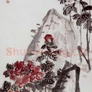 民国 吴昌硕《牡丹》国画花鸟作品图片鉴赏