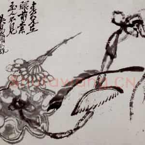 民国 吴昌硕《花卉册》国画花鸟作品图片鉴赏