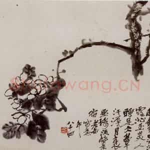 民国 吴昌硕《花卉册》国画花鸟作品图片鉴赏