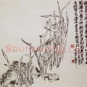 民国 吴昌硕《汗漫境心册》国画花鸟作品图片鉴赏