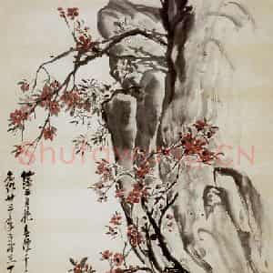 清代 吴昌硕《桃花》国画花鸟作品图片鉴赏