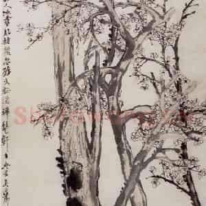 清代 吴昌硕《红梅》国画花鸟作品图片鉴赏