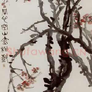 清代 吴昌硕《红梅》国画花鸟作品图片鉴赏