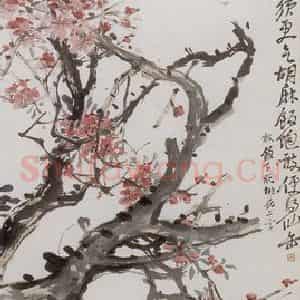 清代 吴昌硕《桃花》国画花鸟作品图片鉴赏