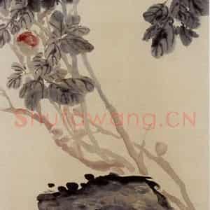 清代 吴昌硕《牡丹》国画花鸟作品图片鉴赏