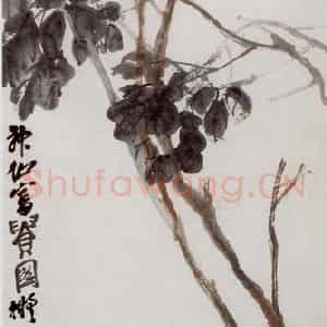 清代 吴昌硕《牡丹水仙》国画花鸟作品图片鉴赏