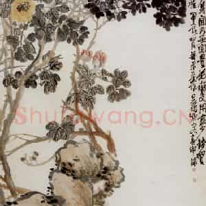 清代 吴昌硕《牡丹》国画花鸟作品图片鉴赏