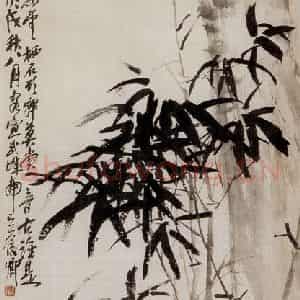 清代 吴昌硕《墨竹》国画花鸟作品图片鉴赏