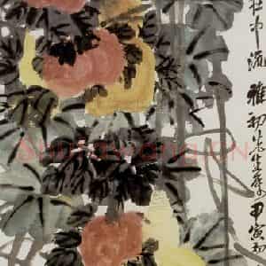 民国 吴昌硕《葫芦》国画花鸟作品图片鉴赏