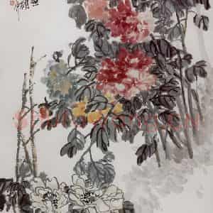 民国 吴昌硕《五色牡丹》国画花鸟作品图片鉴赏