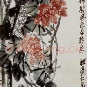 民国 吴昌硕《锦城风色》国画花鸟作品图片鉴赏